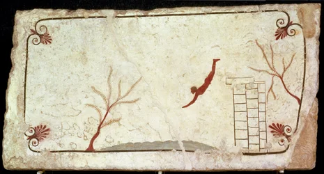 Schilderij uit het graf van de Duiker uit de zuidelijke begraafplaats van Paestum, 480-470 v.Chr.